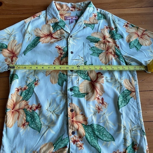 Caribbean Joe Hawaiian Luau Button Up Shirt Hibiscus Floral 100% Rayon Size L - Picture 6 of 11